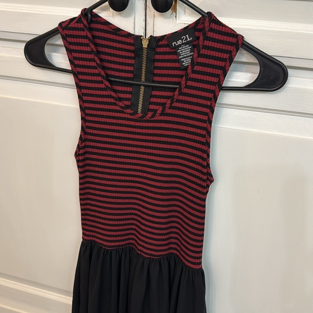 Rue21 Red and Black 90s Grunge Striped Dress. Y2K goth core Size S. - Picture 3 of 5